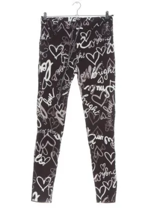 Pink Stoffhose schwarz-weiß Allover-Druck Casual-Look