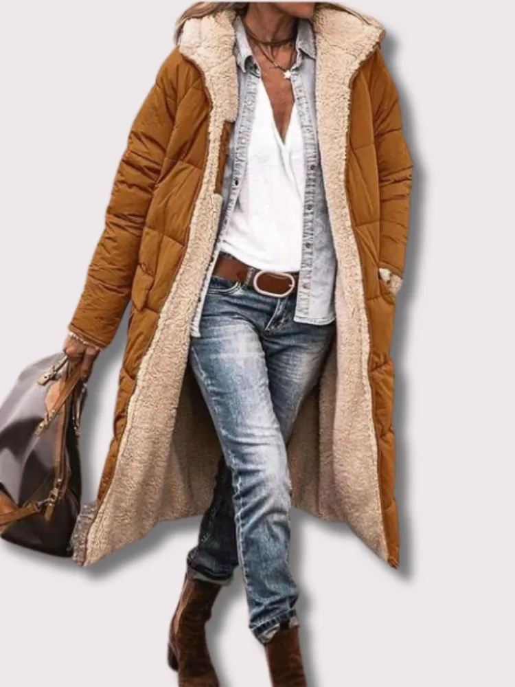 Wende lange gefütterte Winterjacke