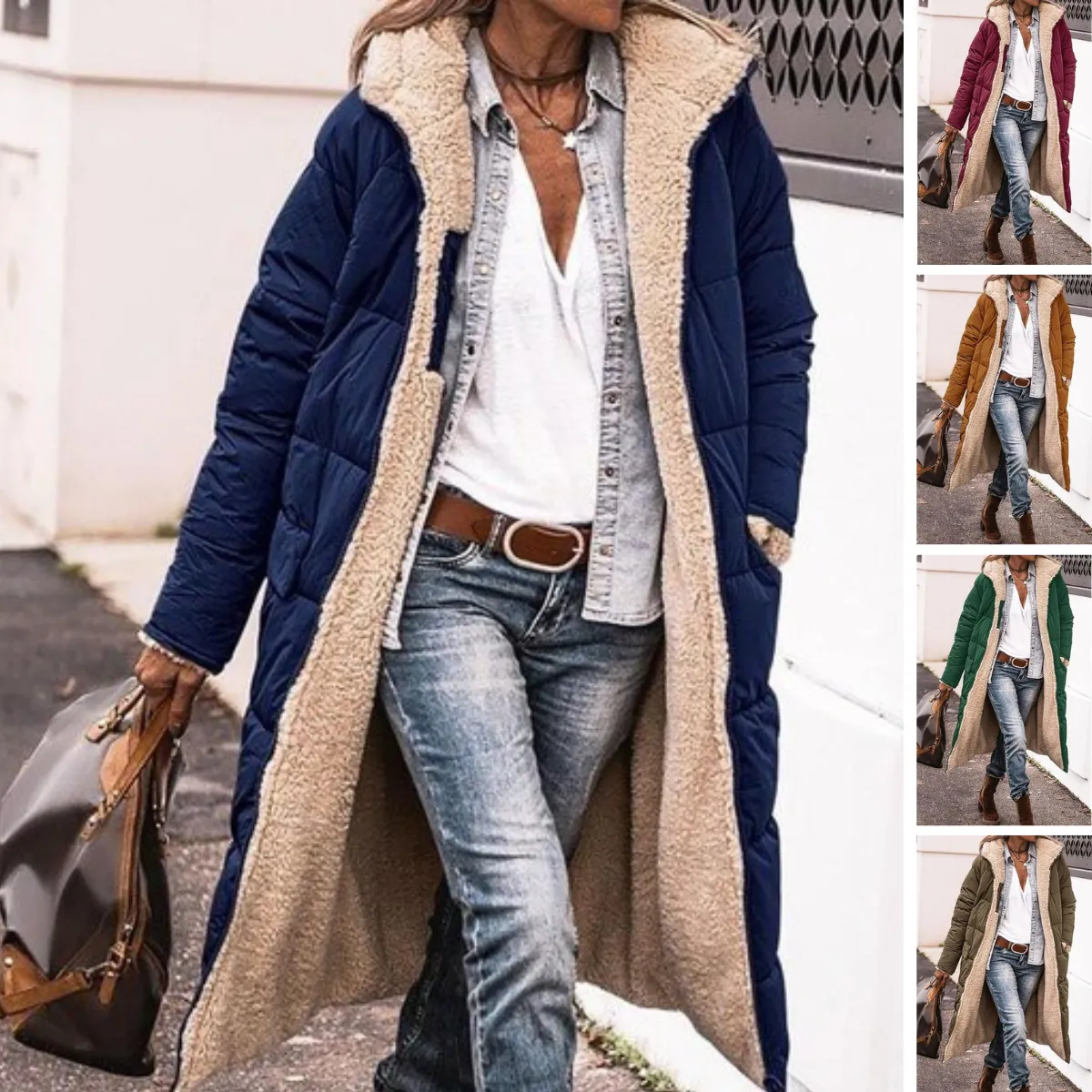Wende lange gefütterte Winterjacke