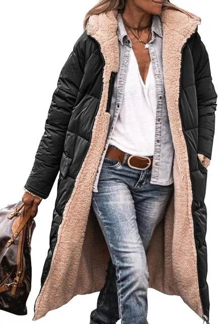 Wende lange gefütterte Winterjacke