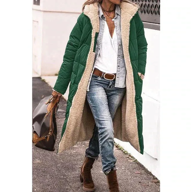 Wende lange gefütterte Winterjacke